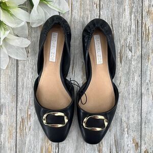 Rachel Zoe Scrunch Back Black Flats Dress Shoes Size 7